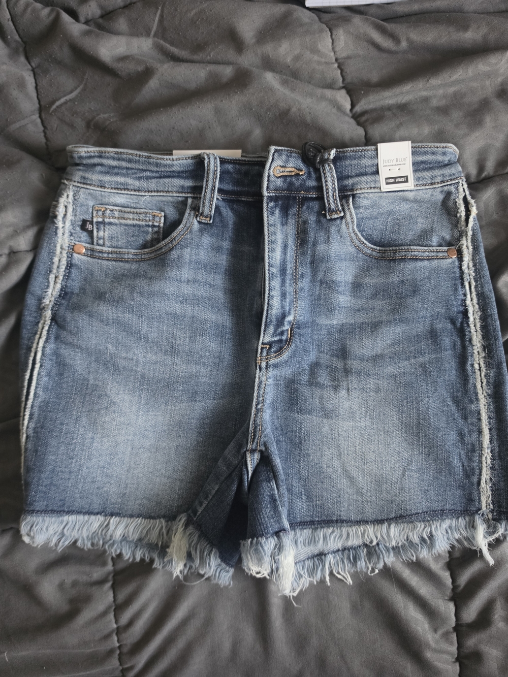 Judy Blue Light Blue High-Rise Frayed Hem Denim Shorts
